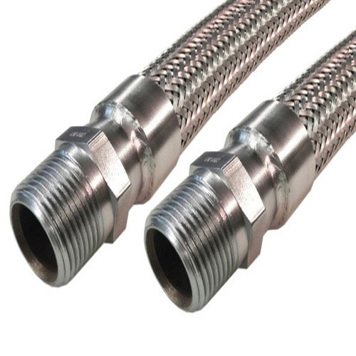 Carbon steel male thread braided flexible hose