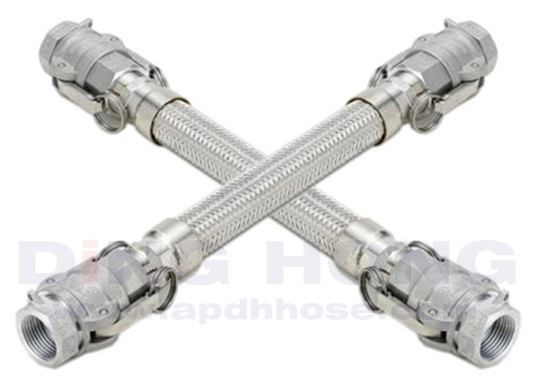 Braided flex hose with quick coupling