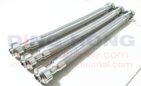 Sanitary grade flexible braided metal hose