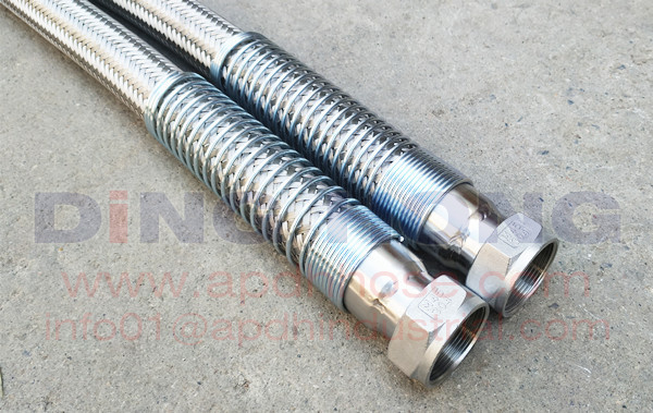 Flexible braided hose with spiral wire protection